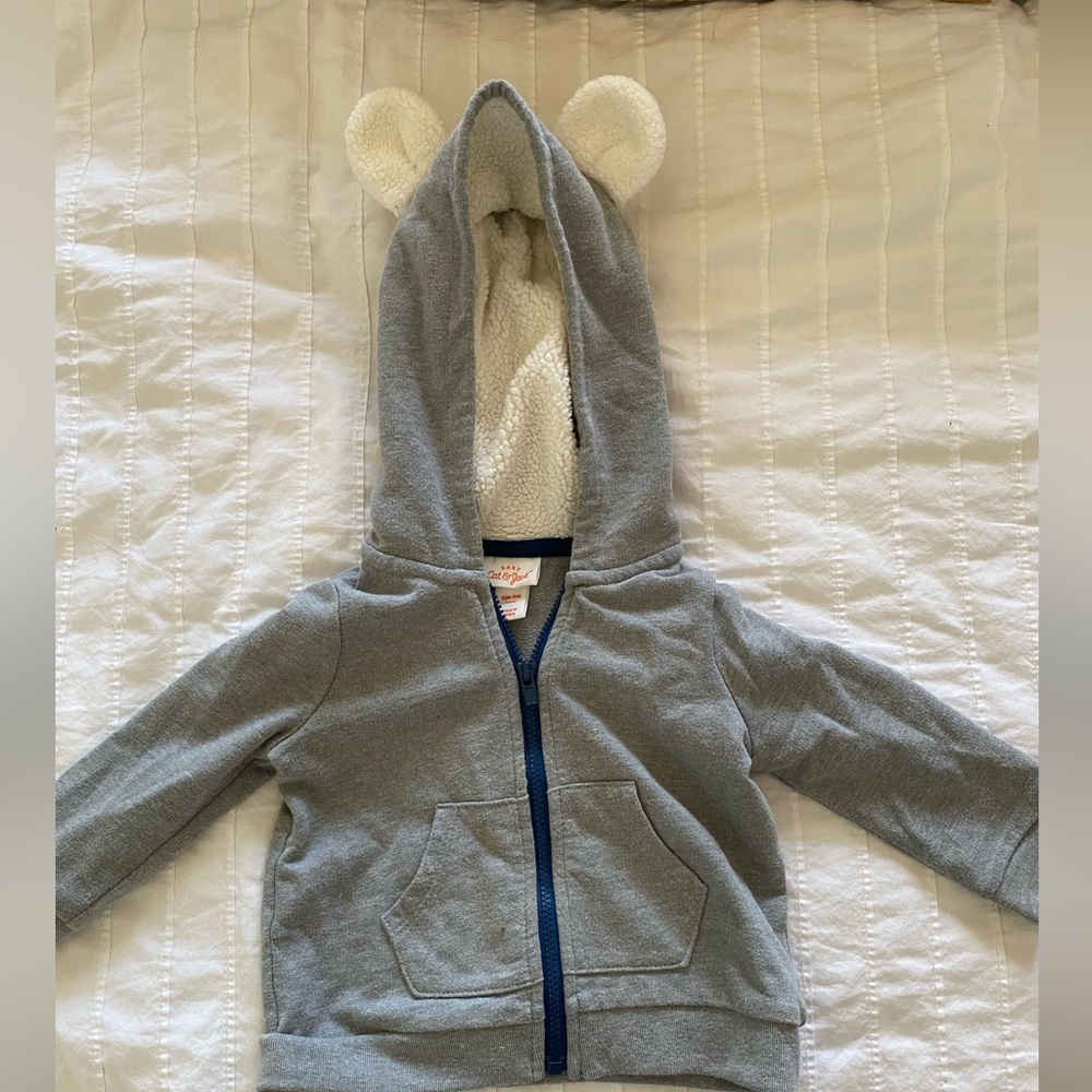 Cat & Jack Gray Kids Hoodie with Bear Ears, 6-9 months